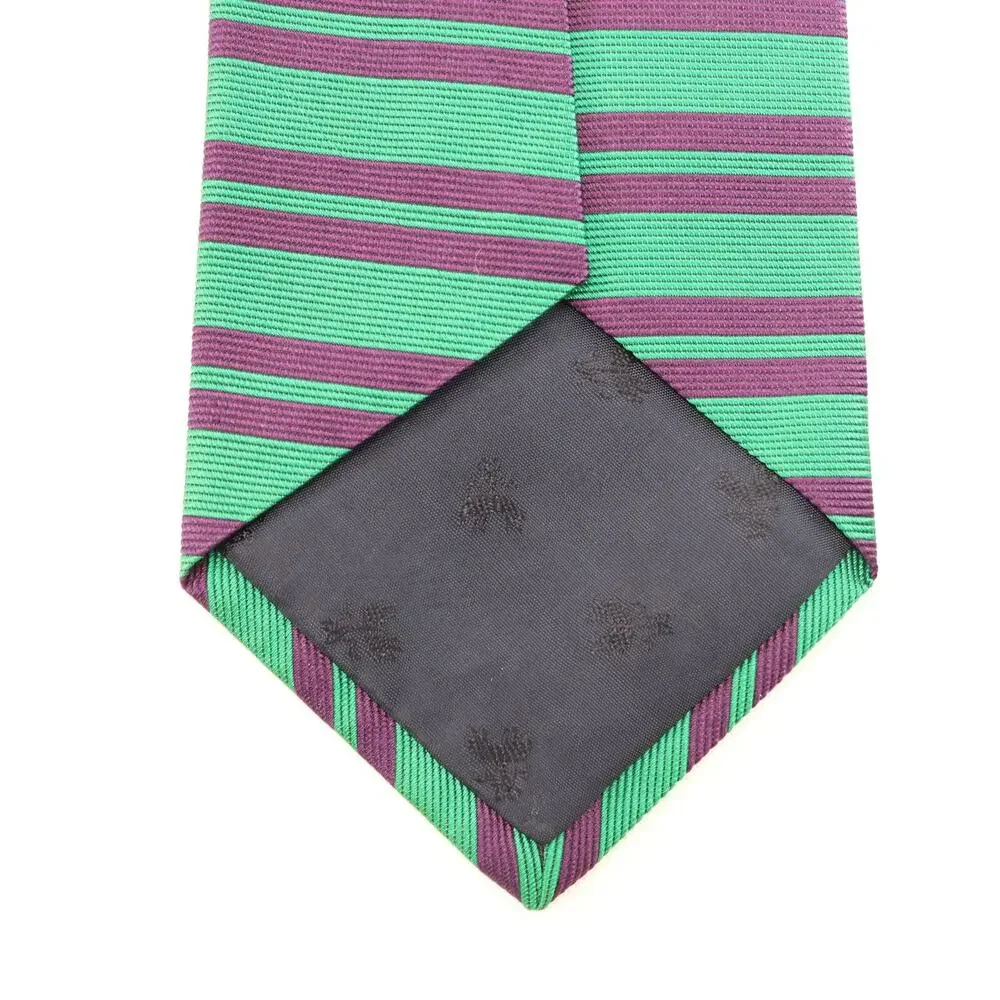 Brooks Brothers Tie Mens 56 in Silk Green Purple Horizontal Double Striped Wide